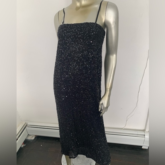 Black strapless sequin embellish midi formal cocktail prom dress size 6 - Picture 9 of 11